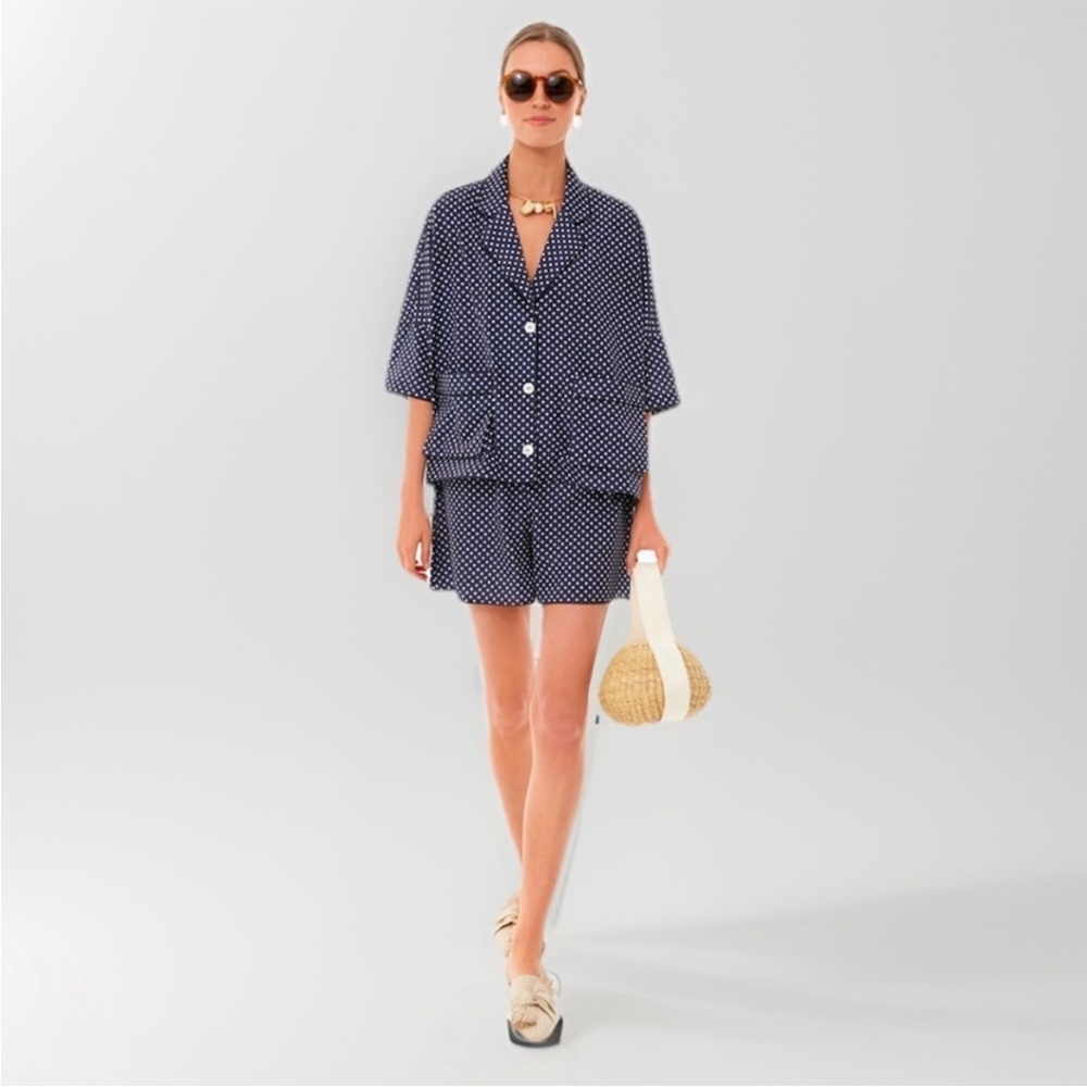 Tuckernuck Navy Polka Dot Shorts Set Size S